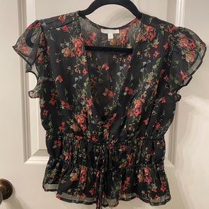V neck floral blouse